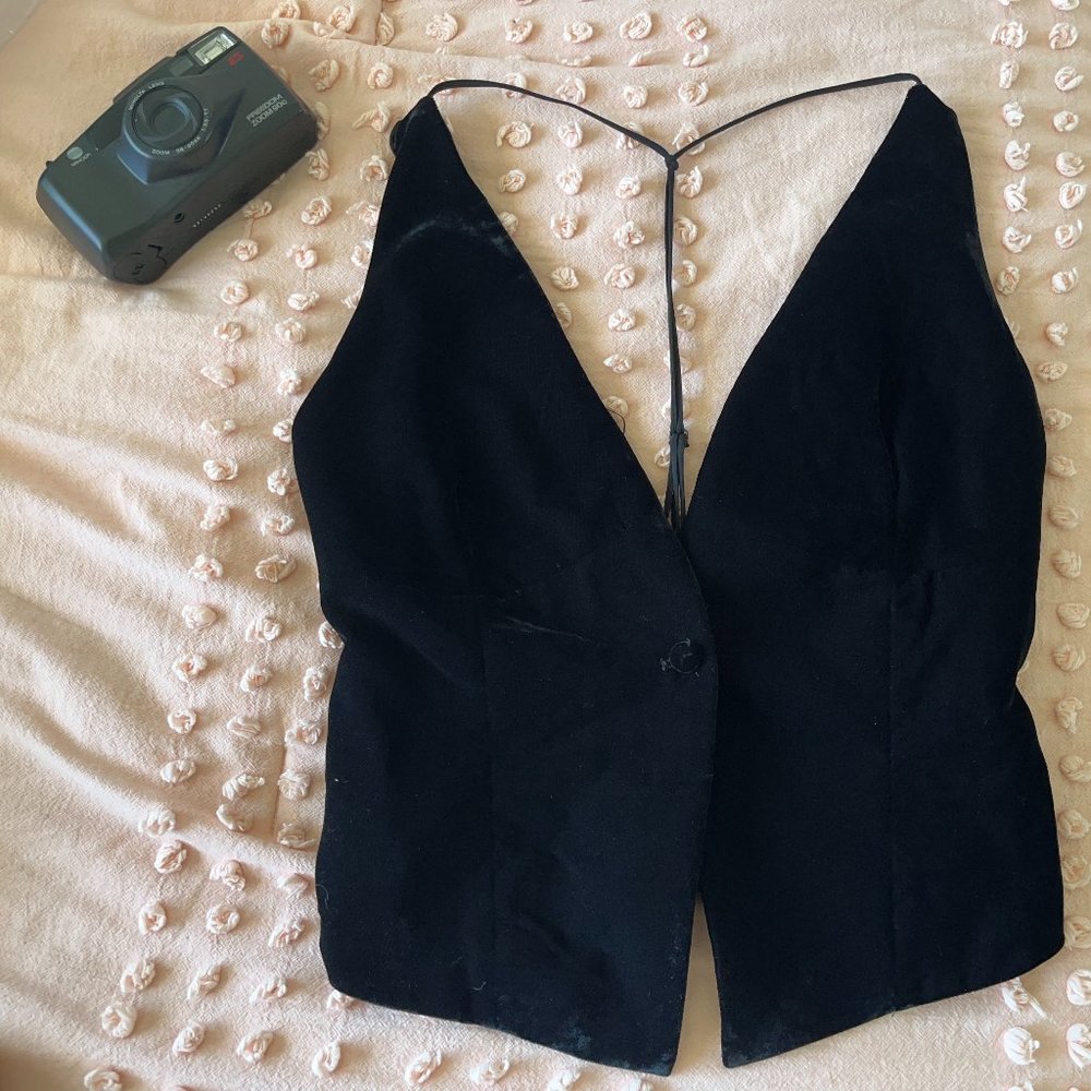 ZARA- Velvet VEST with Half-cut Back